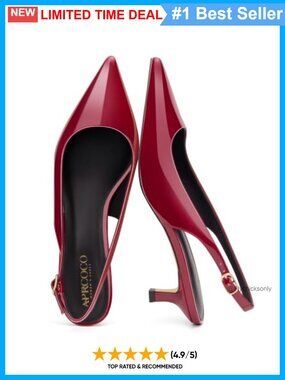 Faux Leather Kitten Heel Slingback Pointed Toe Ankle Strap Women's Pumps